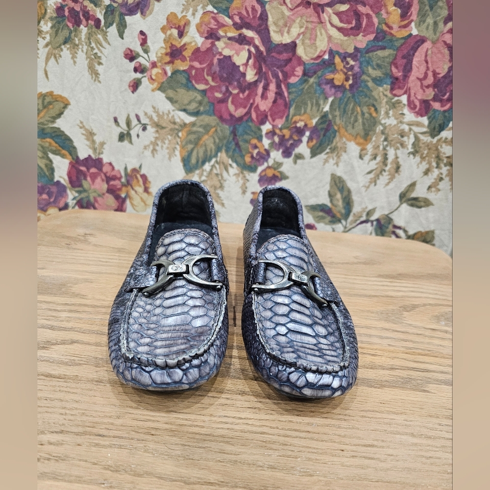 Men's Donald J. Pliner Gray/ Moccasins Leather Loafers Italy Size 5
